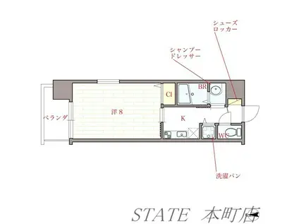 オリエンタル靱本町(1K/10階)の間取り写真