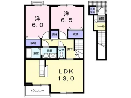 アルモニー(2LDK/2階)の間取り写真
