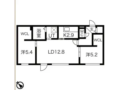 ブルーイング大通東(2LDK/4階)の間取り写真