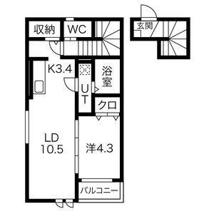 VALLEE DE LOURSバリーデルアース B棟(1LDK/2階)の間取り写真