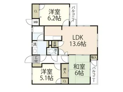 ステラカーサ(3LDK/3階)の間取り写真
