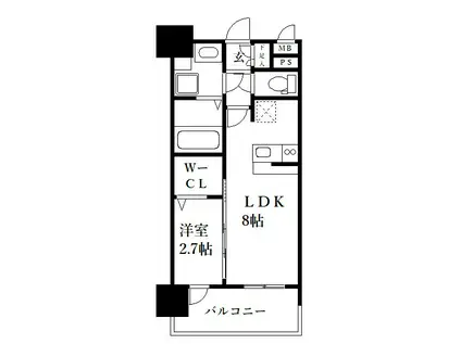 グランフォーレ千早プレミア(1LDK/3階)の間取り写真