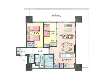 グランドシティタワー池袋(1LDK/10階)の間取り写真