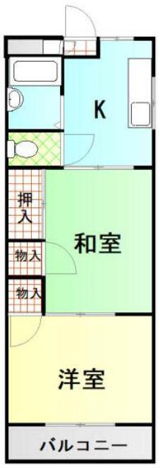 阿川マンション(2K/3階)の間取り写真