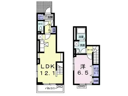 イーストヒルズII(1LDK/1階)の間取り写真