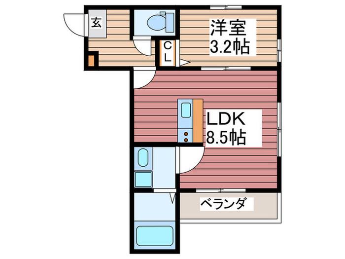 エスペランサ草加(1LDK/1階)の間取り写真