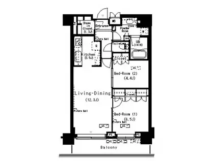 PARK AXIS 辰巳STAGE(2SLDK/5階)の間取り写真