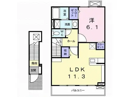 サンライズ・ヒルズC(1LDK/2階)の間取り写真