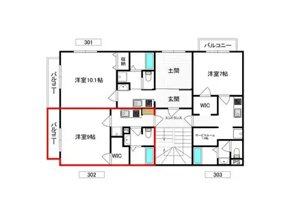 グランオーラ千波(1K/3階)の間取り写真