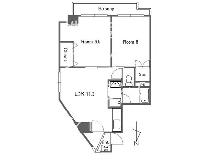 ベルカーサカモチ(2LDK/3階)の間取り写真
