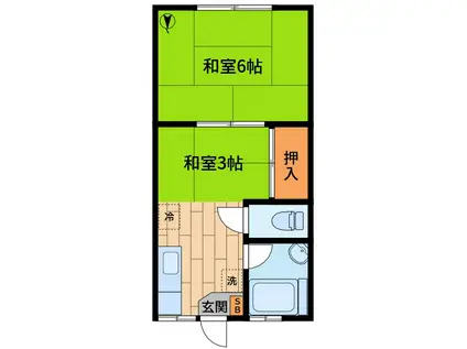 たちばな荘(2K/1階)の間取り写真