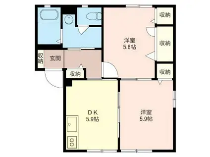 シャーメゾン等々力(2DK/2階)の間取り写真