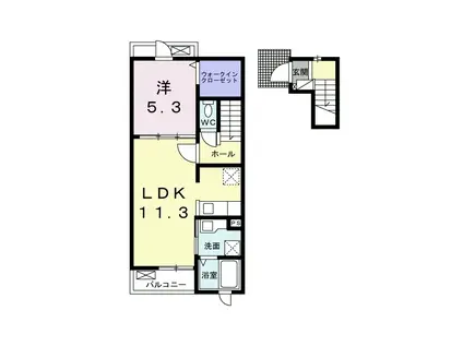 リジエール(1LDK/2階)の間取り写真