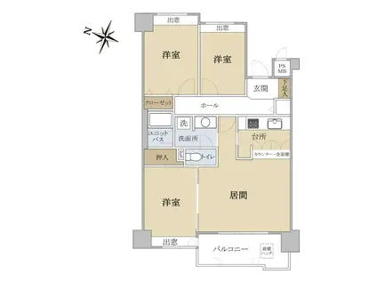 ライオンズマンション大通公園・小六ビル(3LDK/5階)の間取り写真