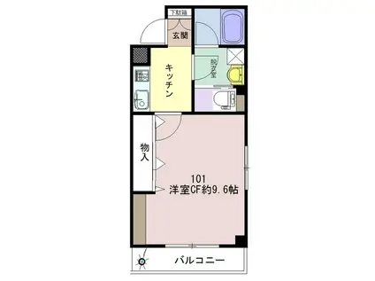 ウエストレジデンス(1K/1階)の間取り写真