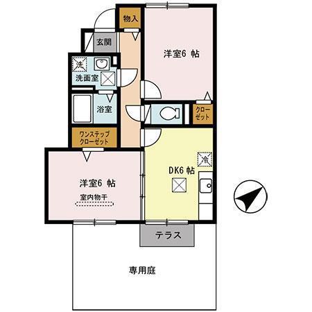 イヴェールアージュ(2DK/1階)の間取り写真