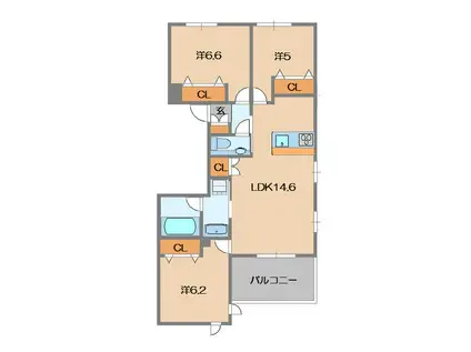 ヴィラ ルミエールII(3LDK/2階)の間取り写真
