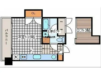 広島電鉄江波線 舟入幸町駅 徒歩2分 9階建 築21年(ワンルーム/5階)の間取り写真