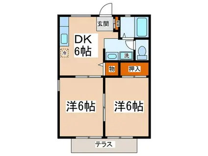 ハイツ国分(2DK/2階)の間取り写真