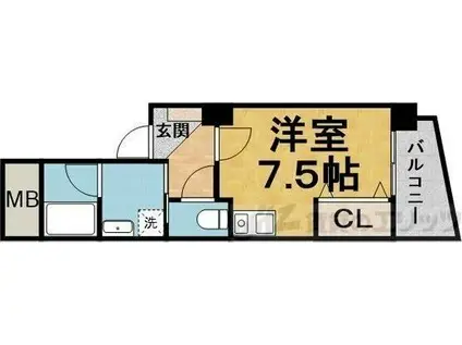 ヴォルベール中崎(ワンルーム/5階)の間取り写真