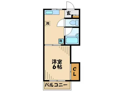 アンビシャス(1DK/3階)の間取り写真