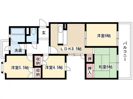 アーバンドエル猪高台(4LDK/3階)の間取り写真