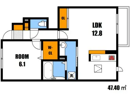 アタシェリアン(1LDK/1階)の間取り写真