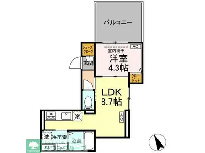 中野区鷺宮3丁目PJ(1LDK/3階)の間取り写真