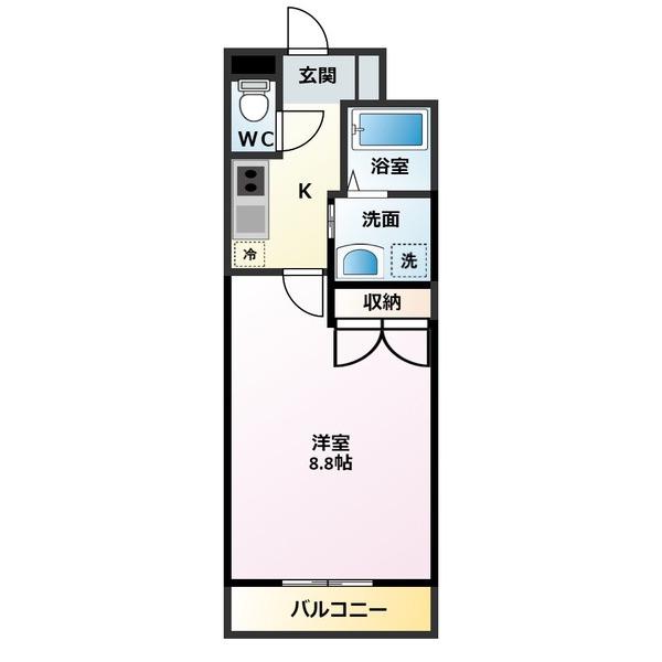 ラグナガーデン亀川(1K/4階)の間取り写真