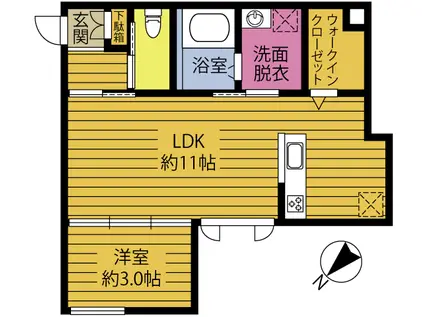 GRASSE(1LDK/1階)の間取り写真