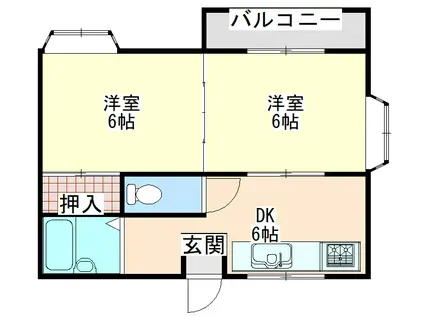シティコスモ高田南本町(2DK/2階)の間取り写真