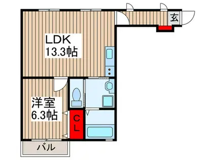 ブランボア(1LDK/3階)の間取り写真
