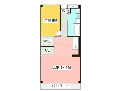 赤岩口グリーンハイツ(1LDK/2階)の間取り写真