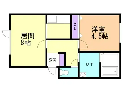 コンフォート南の杜(1LDK/1階)の間取り写真