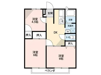 サンシティハウスB(3DK/1階)の間取り写真