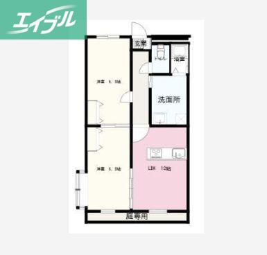 ソネヴァ(2LDK/1階)の間取り写真