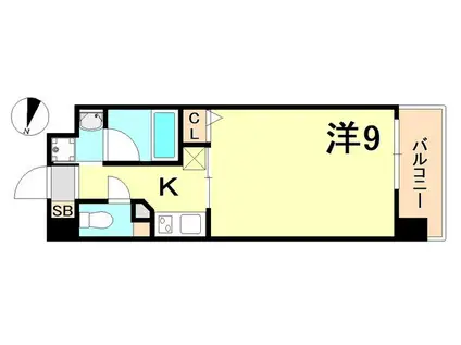 ベルフェリーク新神戸(1K/8階)の間取り写真