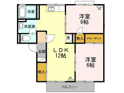 セジュール I(2LDK/2階)の間取り写真