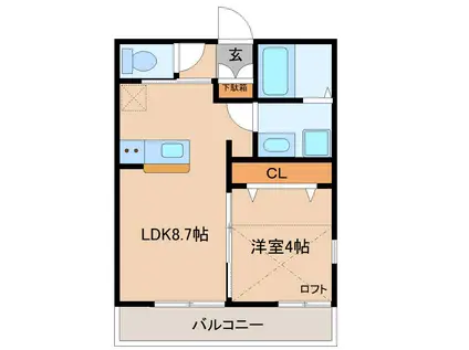 パーチェ成田(1LDK/1階)の間取り写真