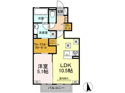 福島交通飯坂線 笹谷駅 徒歩4分 2階建 新築(1LDK/1階)の間取り写真