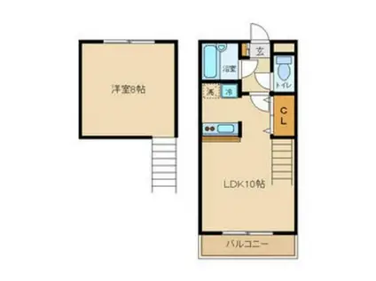 グランヒルズB(1LDK/2階)の間取り写真