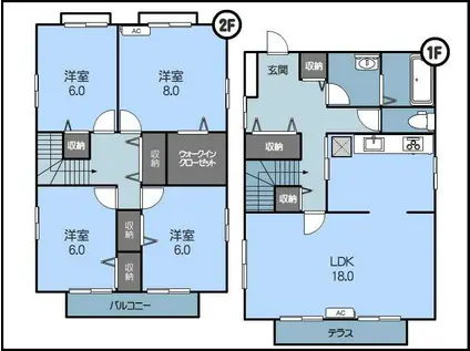 新潟県新潟市中央区 2階建 築28年(4LDK/1階)の間取り写真