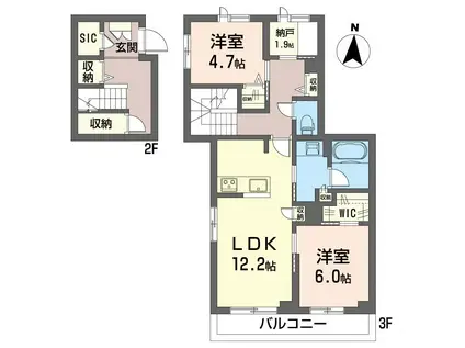 ル ヴァン フレ(2SLDK/2階)の間取り写真