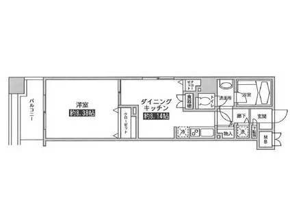 レジディア上野池之端(1DK/3階)の間取り写真
