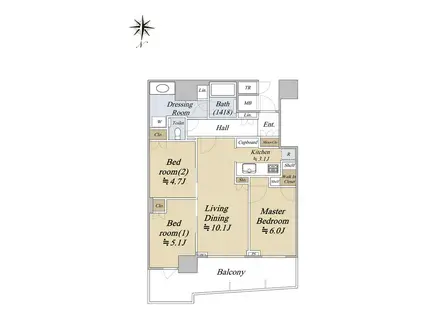 パークタワー晴海(3LDK/34階)の間取り写真