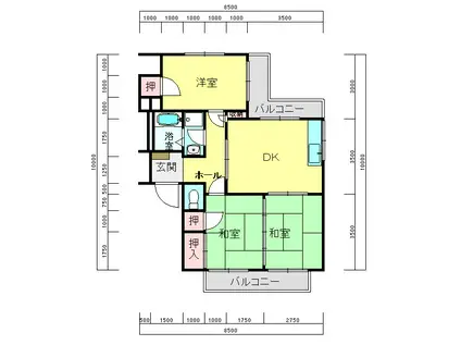 ウイングA(3DK/2階)の間取り写真