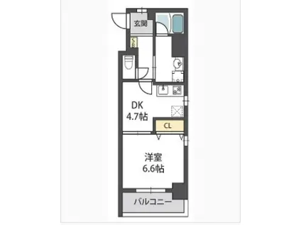 グランドールハタダビルディング(1DK/9階)の間取り写真