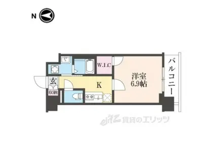 プラシード京都(1K/5階)の間取り写真