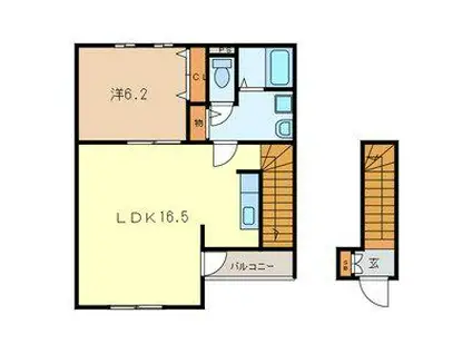 アスピリア SEASONS 916068(1LDK/2階)の間取り写真