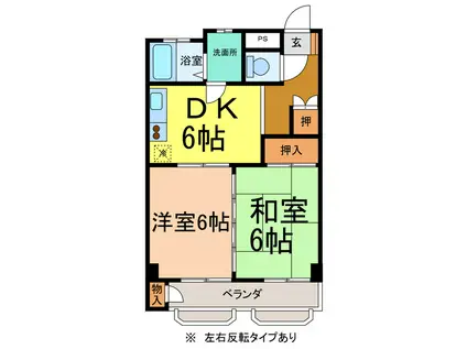 コーポ栄寿(2DK/4階)の間取り写真